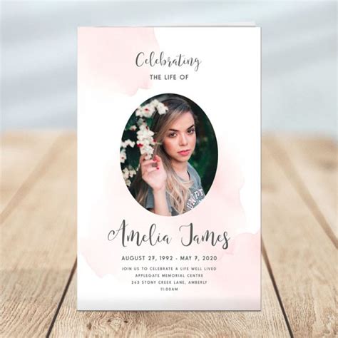 Blush Funeral Program Template Pages Urns Online