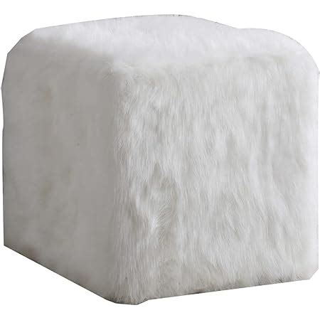 Amazon Faux Fur Pouf Ottoman Cover Square White 18x18x15 Inches