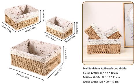 Aufbewahrungskorb Merikio 3 Stück Aufbewahrungskorb Geflochten aus