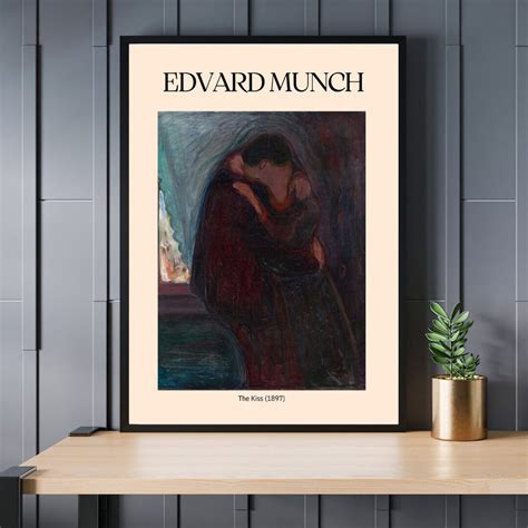 The Kiss By Edvard Munch Print Hugging Couple Printable Romantic