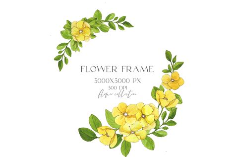 Watercolor Frame Yellow Flowers Png Graphic by Julia Bogdan · Creative ...