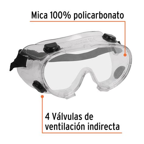 Ficha Tecnica Goggles de seguridad con válvulas de ventilación indirecta