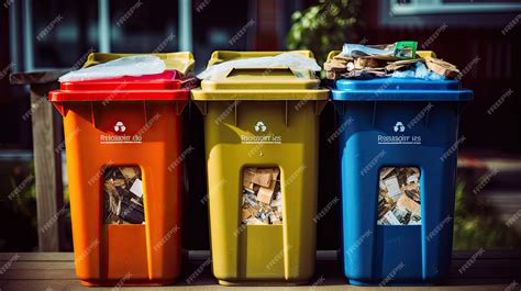 Premium Photo | Different containers for sorting trash for recycling ...