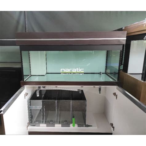 Jual Aquarium Kabinet 120x50x50 10mm Fullset Stiker Putih Biru Asian