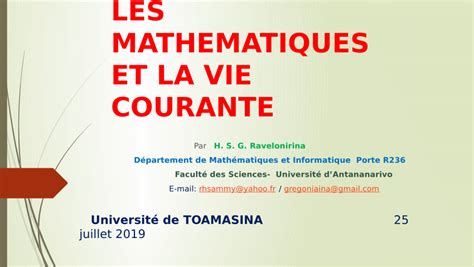 PDF LES MATHEMATIQUES ET LA VIE COURANTE Juillet 2019