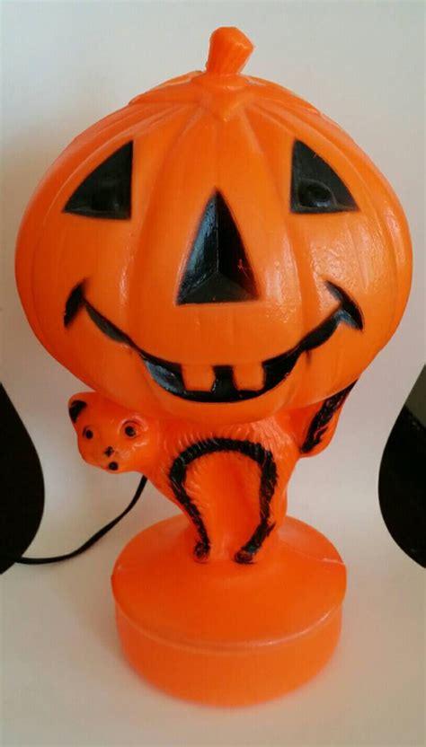 Vintage Halloween Blow Mold Pumpkin And Black Light