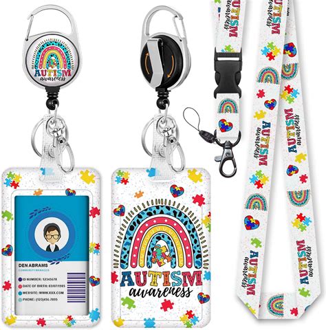 2 Pieces Autism Awareness Lanyard With Id Badge Holder For