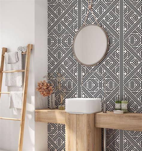 Geometric Wallpaper Removable Wallpaper Modern Wallpaper Bathroom Wallpaper Peel And Stick