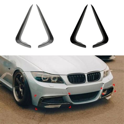 Car Bright Black Front Bumper Splitter Spoiler Trim Fog Light Canard