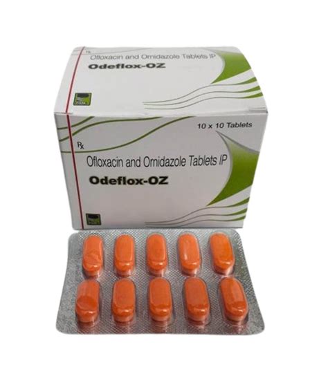 Odeflox OZ Ofloxacin And Ornidazole Tablet IP 10 X 10 Tablets