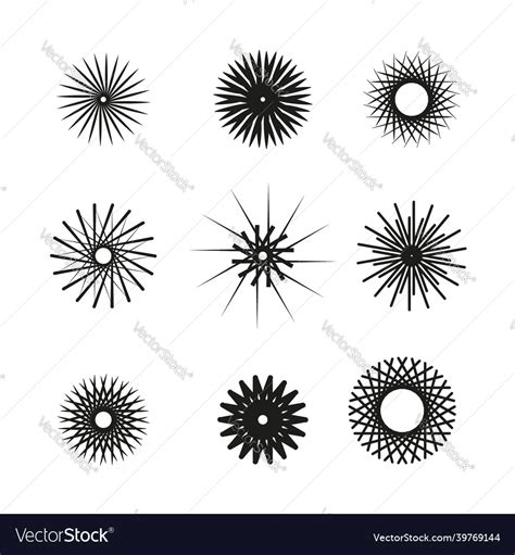 Set of patterns solar halo sun crown Royalty Free Vector