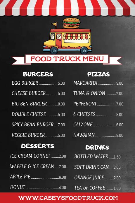 Food Truck Menu Template Database