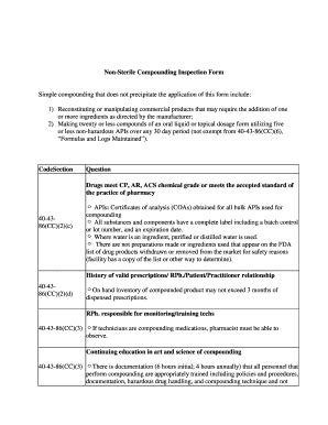 Fillable Online Non Sterile Compounding Inspection Form LLR Fax Email