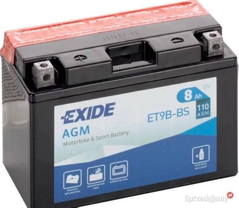 Akumulator Motocyklowy EXIDE ET9B BS YT9B BS 12V 8Ah 110A EN Siedlce