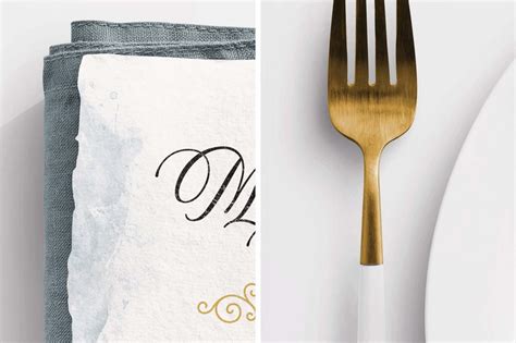 Free Wedding Menu On Table Mockup Psd