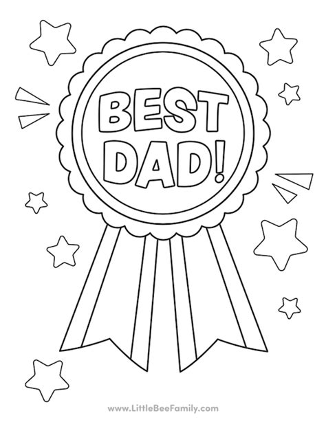 Best Dad Award Coloring Page - Little Bee Family