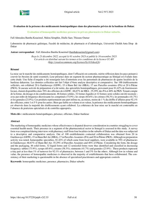 Pdf Evaluation De La Pr Sence Des M Dicaments Hom Opathiques Dans Des