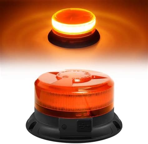 Gyrophare balise LED Orange avec base magnétique pour véhicules 12 24V