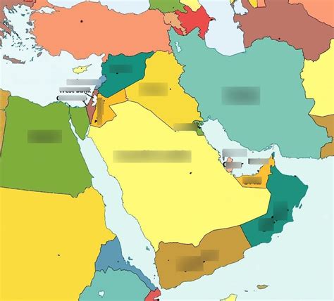 Middle East Political Map Color Diagram | Quizlet