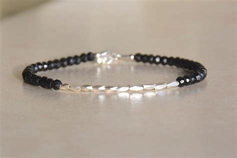 Black Spinel Bracelet Spinel Gemstone Bracelet Hill Tribe