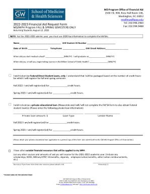 Fillable Online Financial Aid Request Form Fax Email Print