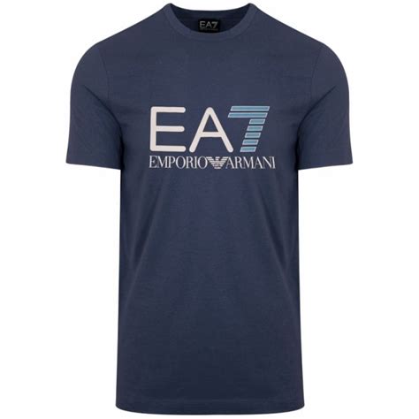 Emporio Armani Ea Cotton Printed Logo Stretch Navy T Shirt Clothing