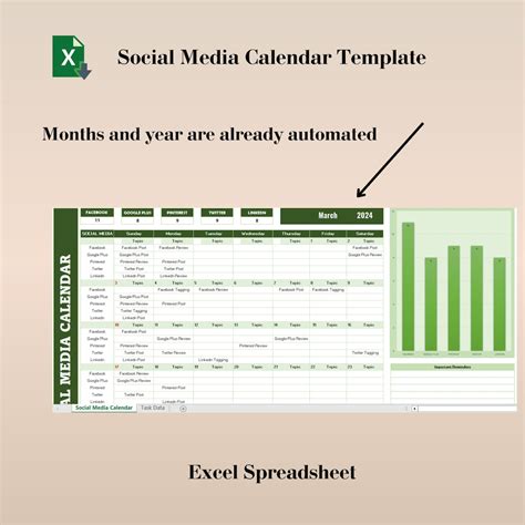 Social Media Calendar Template Excel, Social Media Monthly Content Planner, Content Planner ...