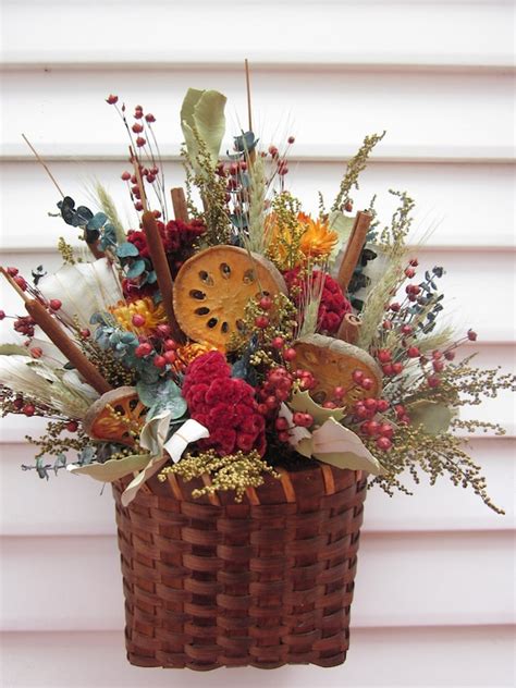 Wall Decor Basket Dried Flower Arrangement With By Notjustweeds