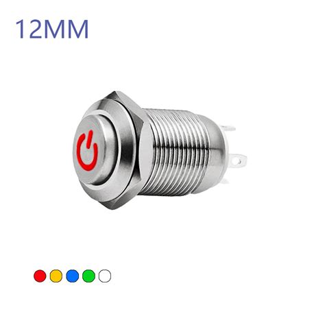 Mm Self Resetting Momentary Metal Push Button Switch Flat Head