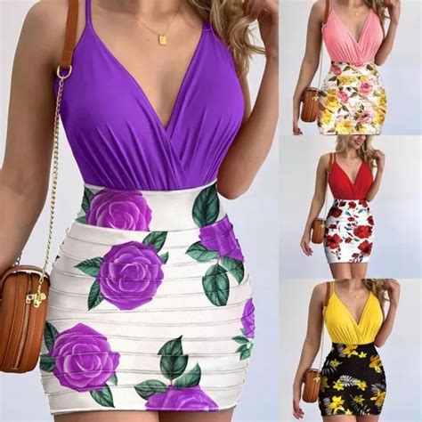 ROBE BODYCON FEMME La Mode Imprim Fleur Col En V Profond Avec Couleur