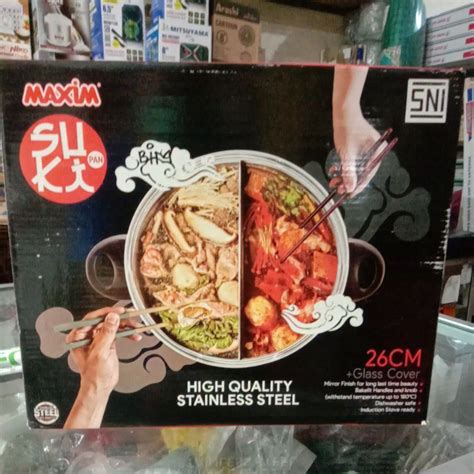 Jual Maxim Steambot Hot Pot Suki Pan Shabu Shabu Panci Sekat Stainless 26cm Shopee Indonesia