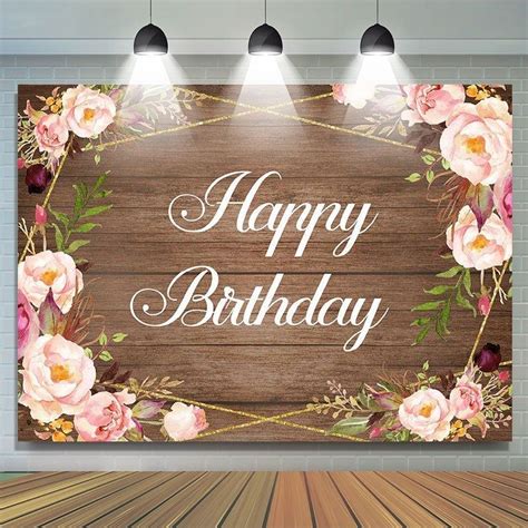 Wood Pink Flowers Happy Birthday Backdrop For Women Artofit