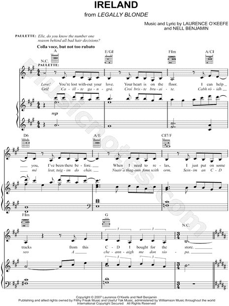 Ireland From Legally Blonde The Musical Sheet Music In A Major