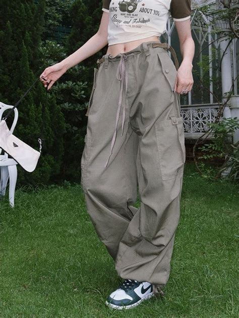 Fongt Y2k Parachute Pants Women Hip Hop Streetwear Baggy Low Waist