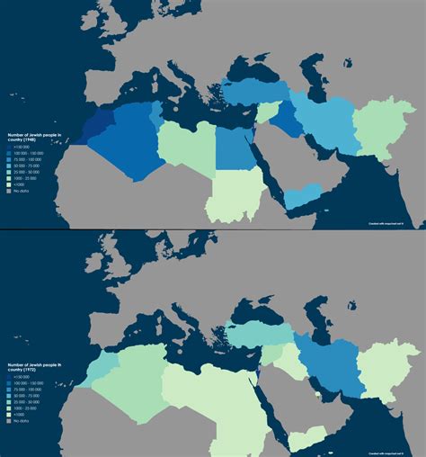 Jewish population of Middle Eastern and North... - Maps on the Web