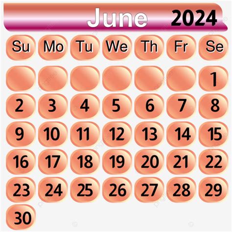 Calendario Del Mes De Junio De En Color Rosa Vector Png Mes De