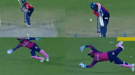 IPL 2023 WATCH Sanju Samsons Brilliant One Handed Diving Catch Sends