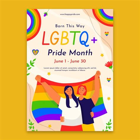 Free Vector Flat Vertical Flyer Template For Pride Month Celebration