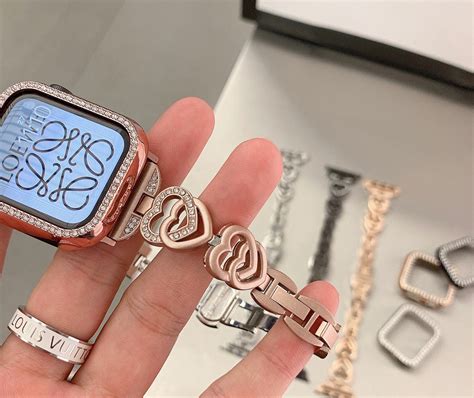 Rose Gold Apple Watch Band Mm Mm Mm Mm Metal Heart Etsy