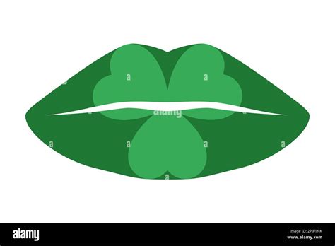 Lucky Kiss Green Lips With Shamrock Irish Kiss 3 Leaf Clover St