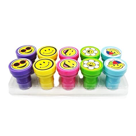 Set 10 Stampile Pentru Copii Modele Cu Fete Zambitoare Multicolor