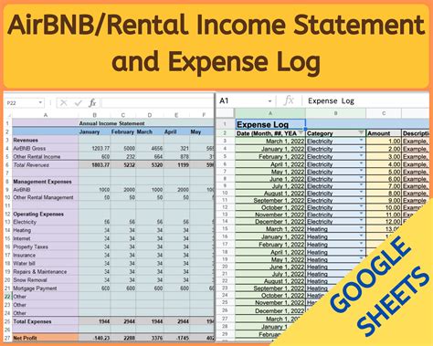 Airbnb Rental Income Statement Tracker With Expense Etsy