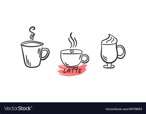 Set Hot Drinks Royalty Free Vector Image Vectorstock