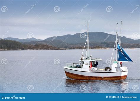 Fishing Boat In Fjord Of Norway Stock Photo Image Of Sailboat Norway