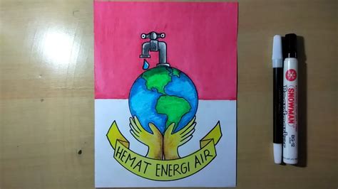 Cara Menggambar Poster Hemat Energi Air Youtube