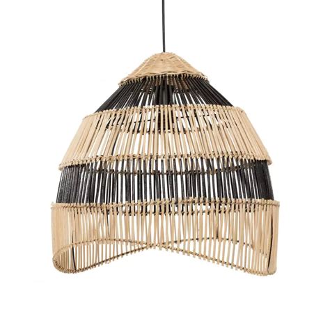 Abażur boho do lampy wiszącej z rattanu Striped M BAZAR BIZAR Sklep