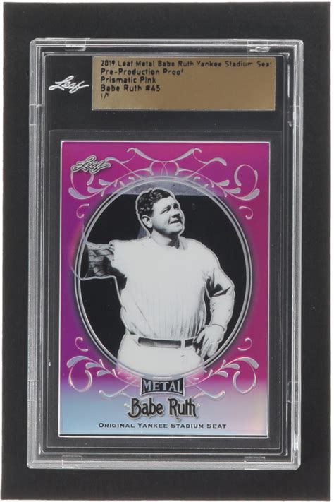 Babe Ruth Leaf Metal Yankee Stadium Seat Prismatic Pink Pre Production Proof Leaf