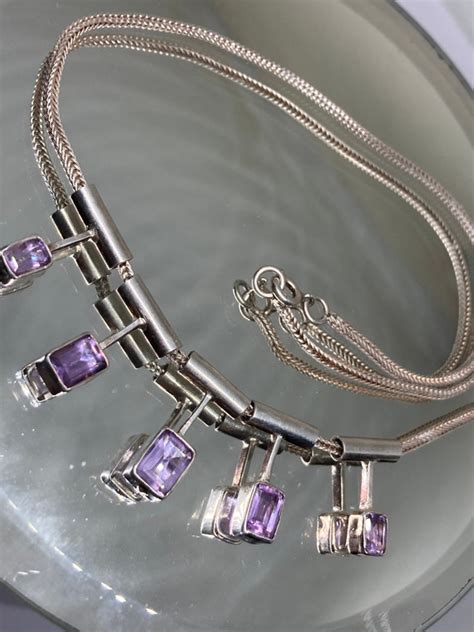 Beautiful Sterling Silver Emerald Cut Amethyst Slider Gem