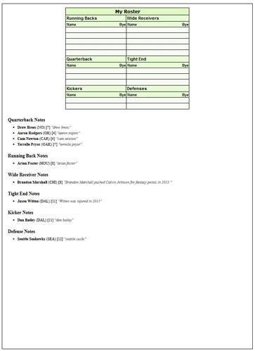 Top 200 Football Cheat Sheet Printable