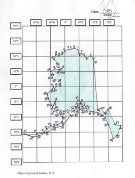 Alaska State Latitude & Longitude Coordinates Puzzle - 92 Points to Plot